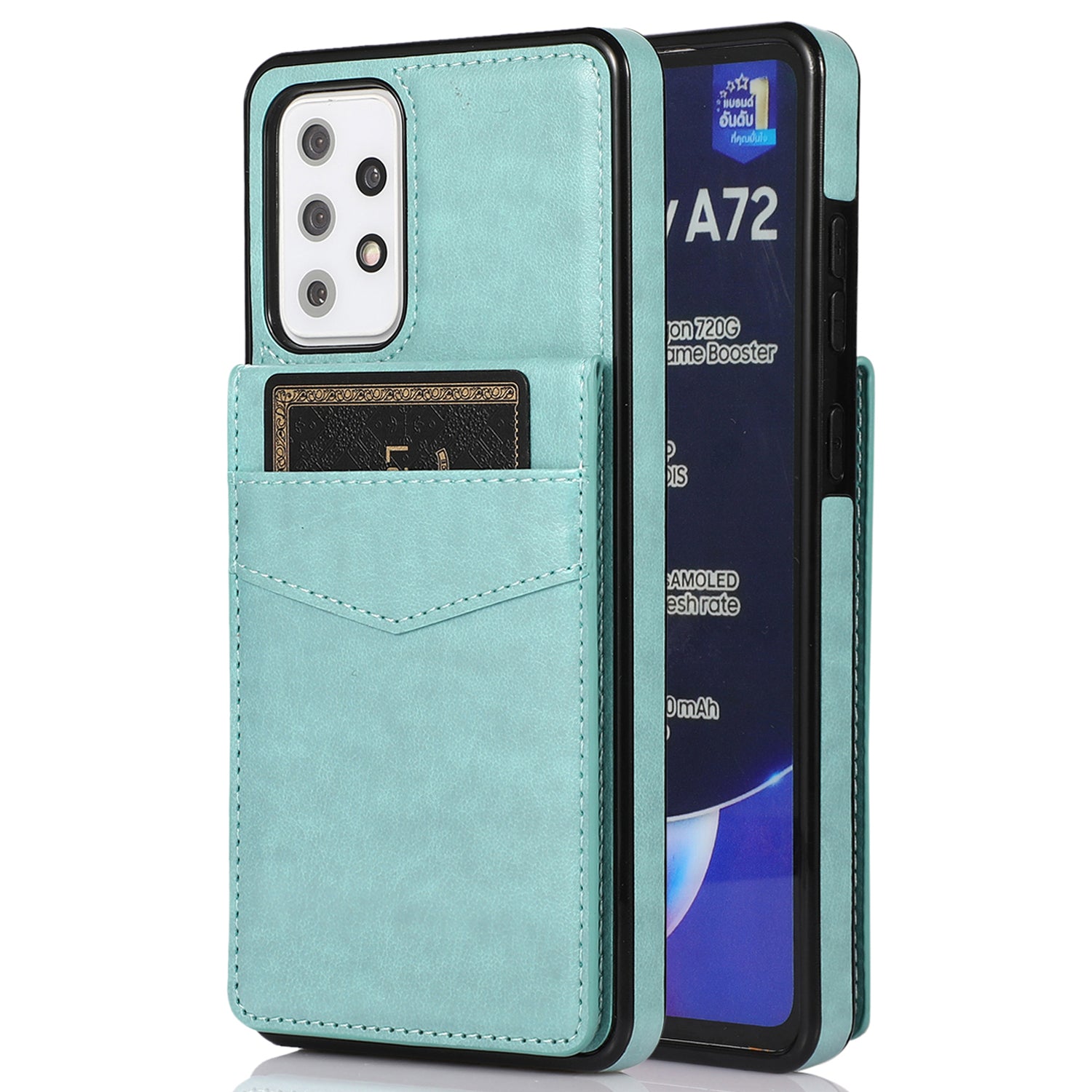 Phone Case For Samsung Galaxy A72 4G / 5G Anti-Dust Card Holder PU Leather TPU Phone Cover Shell with Kickstand Phone Case For Samsung Galaxy A72 4G / 5G Anti-Dust Card Holder PU Leather TPU Phone Cover Shell with Kickstand